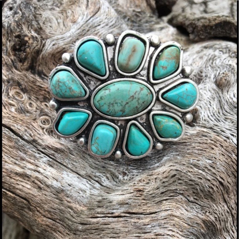 Big!! Natural Stone Western Rodeo Style Ring - Picture 2 of 3